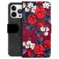 iPhone 13 Pro Premium Lompakkokotelo - Vintage Kukat