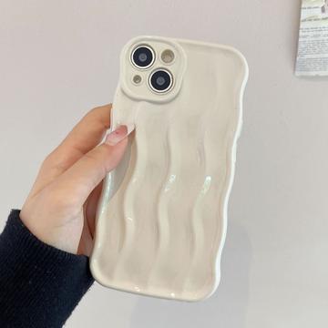 iPhone 14 3D Lineaarinen aaltoileva kotelo - Valkoinen