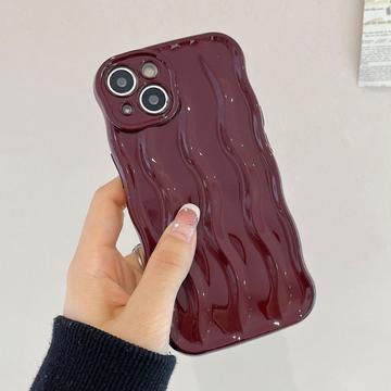 iPhone 14 3D Lineaarinen aaltoileva kotelo - viininpunainen