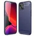 iPhone 14 Harjattu TPU Suojakuori - Hiilikuitu - Sininen