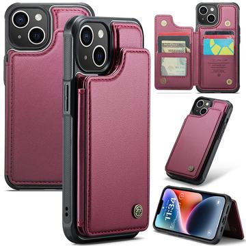 iPhone 14 Plus Caseme C22 Kotelo RFID-korttilompakko - punainen