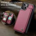 iPhone 14 Plus Caseme C22 Kotelo RFID-korttilompakko - punainen