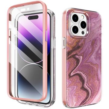 iPhone 14 Pro Ahastyle WE13 360 Suojaushybridikotelo - violetti marmori