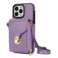 iPhone 14 Pro Kaikki yhdessä -kotelo, jossa lompakko ja hihna - violetti