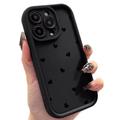 iPhone 14 Pro Sydänkuvioinen iskunkestävä TPU-kotelo kohoreunoilla - Musta