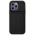 iPhone 14 Pro Hybridikotelo - Piilotettu Peili ja Korttipaikka - Musta