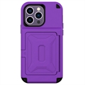 iPhone 14 Pro Hybridikotelo - Piilotettu Peili ja Korttipaikka - Violetti