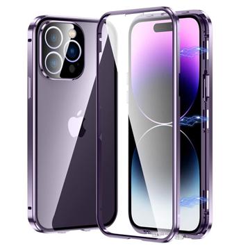 iPhone 14 Pro Magneettikotelo Panssarilasi - 9H sella - Violetti