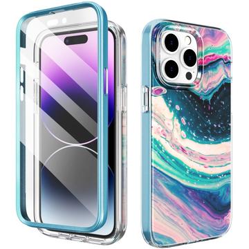 iPhone 14 Pro Max Ahastyle WE13 360 Suojaushybridikotelo - värikäs aalto