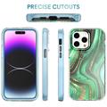 iPhone 14 Pro Max Ahastyle WE13 360 Suojaushybridikotelo - vihreä marmori