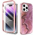 iPhone 14 Pro Max Ahastyle WE13 360 Suojaushybridikotelo - violetti marmori