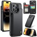 iPhone 14 Pro Max Caseme C22 Kotelo RFID-korttilompakko - Musta