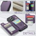 iPhone 14 Pro Max Caseme C22 Kotelo RFID-korttilompakko - Violetti