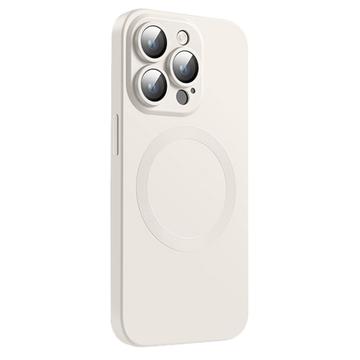 iPhone 14 Pro silikonisuojus, jossa on kamerasuoja - MagSafe-yhteensopiva - Valkoinen
