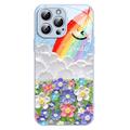 iPhone 14 Pro Hymy & Sateenkaari Hybridikotelo - Sininen