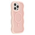 iPhone 14 Pro Aaltoreuna magneettinen hybridikotelo - vaaleanpunainen