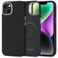 iPhone 14 Tech-Protect Ion Carbon muovikotelo - MagSafe-yhteensopiva - musta / hopea