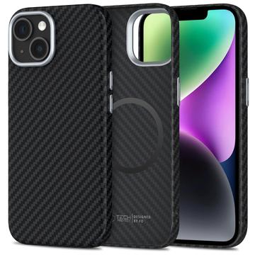 iPhone 14 Tech-Protect Ion Carbon muovikotelo - MagSafe-yhteensopiva - musta / hopea