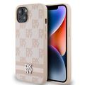 iPhone 15 DKNY Checkered Pattern and Stripe kotelo - vaaleanpunainen