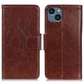 iPhone 15 Elegant Sarjan Lompakkokotelo - Ruskea