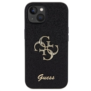 iPhone 15 Guess Fixed Glitter 4G Metal Logo Kotelo - Musta