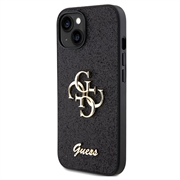 iPhone 15 Guess Fixed Glitter 4G Metal Logo Kotelo - Musta