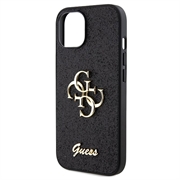 iPhone 15 Guess Fixed Glitter 4G Metal Logo Kotelo - Musta