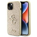 iPhone 15 Guess Fixed Glitter 4G Metal Logo Kotelo - Kulta