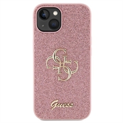iPhone 15 Guess Fixed Glitter 4G Metal Logo Kotelo - Pinkki