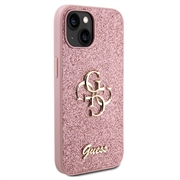 iPhone 15 Guess Fixed Glitter 4G Metal Logo Kotelo - Pinkki