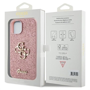 iPhone 15 Guess Fixed Glitter 4G Metal Logo Kotelo - Pinkki