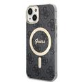 iPhone 15 Guess IML 4G -kotelo - MagSafe-yhteensopiva - Musta