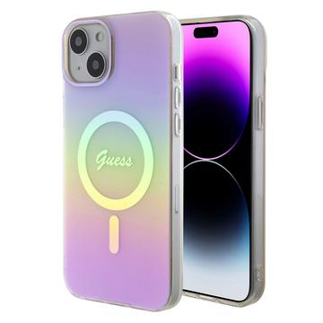 iPhone 15 Guess IML Iridescent Script Mag Kotelo - Vaaleanpunainen