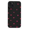 iPhone 15 Ohut TPU-kotelo sydänkuviolla - Musta / punainen