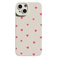 iPhone 15 Ohut TPU-kotelo sydänkuviolla - Valkoinen / punainen