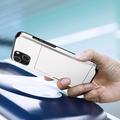 iPhone 15 Hybridikotelo Liukuvalla Korttitelineellä - Valkoinen