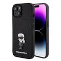 iPhone 15 Karl Lagerfeld Kiinteä Glitter Metal Ikonik Case - Musta