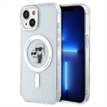 iPhone 15 Karl Lagerfeld IML Glitter Karl & Choupette MagSafe Kotelo - Läpinäkyvä