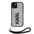 iPhone 15 Karl Lagerfeld käänteinen paljetit suojakotelo - musta / hopea