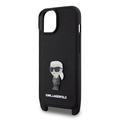 iPhone 15 Karl Lagerfeld Saffiano Crossbody Metal Iconic Case - Musta