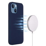 iPhone 15 Nestemäinen Silikoni Suojakuori - MagSafe-yhteensopiva - Tummansininen