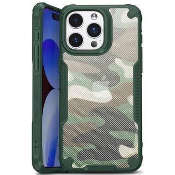 iPhone 15 Plus Anti-Shock Hybridikotelo - Naamiointi - Vihreä