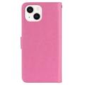 iPhone 15 Plus Pöllö strassi lompakko kotelo - Kuuma Pinkki