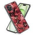 iPhone 15 Plus Tyylikäs Sarjan Erittäin Ohut TPU-kotelo - Punaiset Kukat