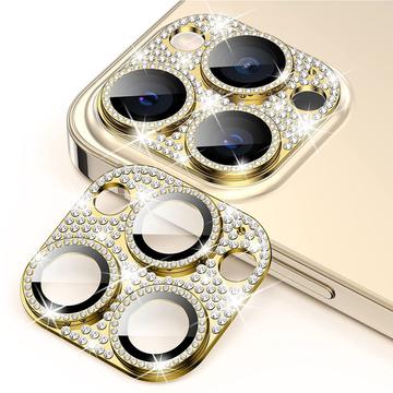 iPhone 15 Pro/15 Pro Max Hat Prince Glitter Kameralinssin Panssarilasi - 9H - Kulta
