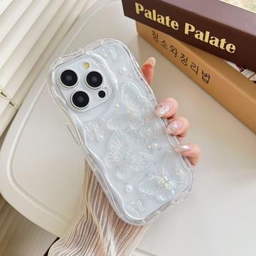 iPhone 15 Pro Perhos- ja helmi-TPU-kotelo - läpinäkyvä