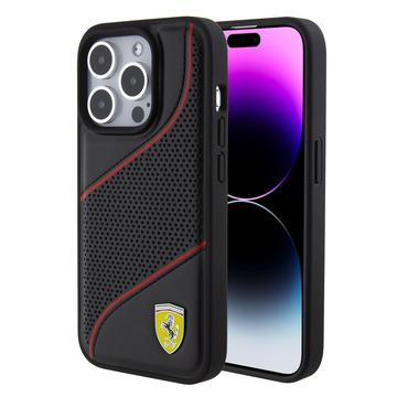 iPhone 15 Pro Ferrari Rei\'itetty Viisto Viiva Kotelo - Musta