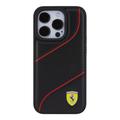 iPhone 15 Pro Ferrari Rei\'itetty Viisto Viiva Kotelo - Musta