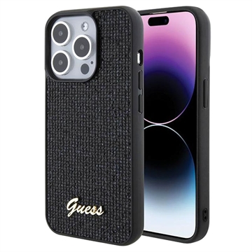 iPhone 15 Pro Guess Disco Metal Script Logo Kotelo - Musta