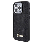 iPhone 15 Pro Guess Disco Metal Script Logo Kotelo - Musta